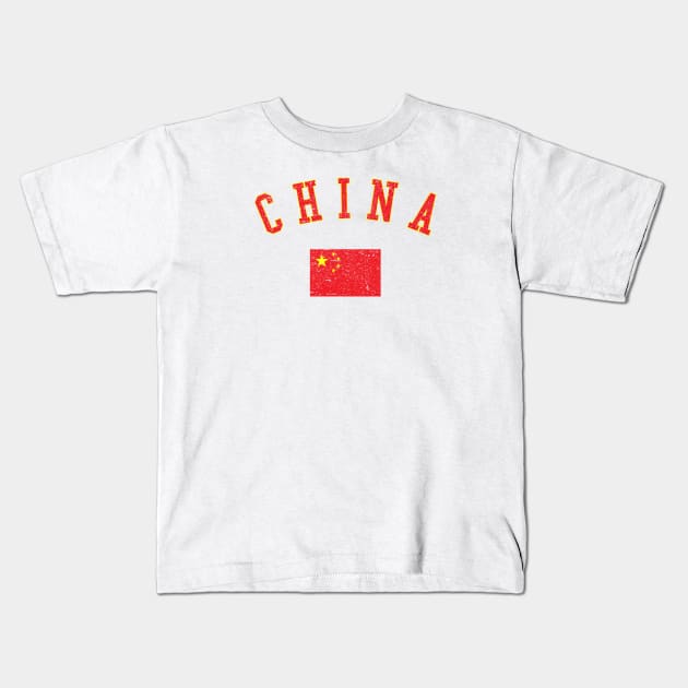 China Country Heritage Flag Vintage Kids T-Shirt by zurcnami